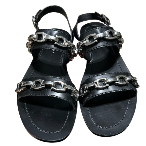 Coach Eden Sandal flat sandals featuring a double-band design with chains 6.5 - Picture 3 of 6